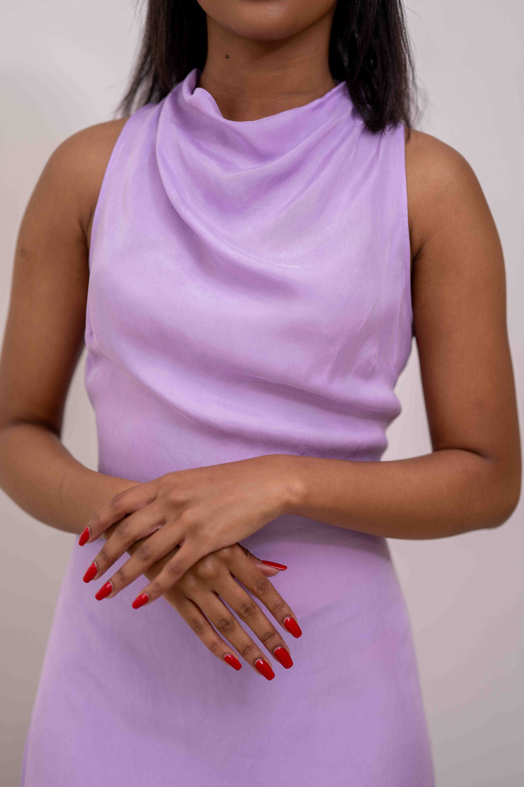 Lilac high neckline sleeveless dress
